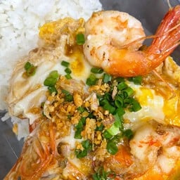 ไข่ขยี้กุ้งราดข้าว