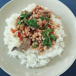 กระเพาหมูสัพ+ตับ