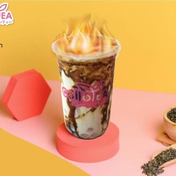 นมสดบราวน์ชูก้า พ่นไฟ Deli