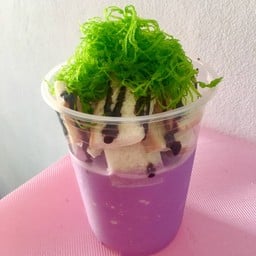 นมเผือกปังเย็น(แก้วถัง)ท๊อปปิ้งฟรี 2 อย่าง