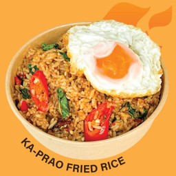 Jasmine rice, holy basil, top with fried egg