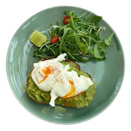 B14 ขนมปังหน้าอโวคาโด้และไข่ Avocado & Eggs on toast