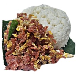 คั่วไข่ใส่จิ้นส้ม ราดข้าว