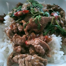 กระเพราเนื้อ(กับข้าว)