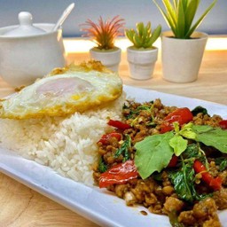 กะเพราหมูสับ ไข่ดาว 1ฟอง