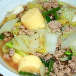 ผัดผักกาดขาว-เต้าหู้-หมูสับ-