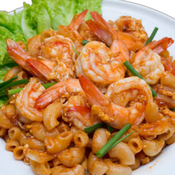 ผัดมักกะโรนี กุ้ง ปลาหมึก