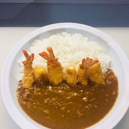 ข้าวหน้าแกงกระหรี่กุ้ง