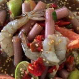 ตำสายบัวกุ้งสด