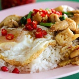 กระเพราไก่ชิ้นไข่ดาวพิเศษให้เยอะ