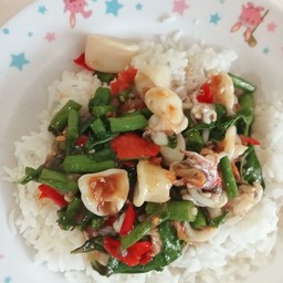 ข้าวกระเพราปลาหมึก