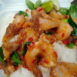 กุ้ง--หมูผัดกะปิ
