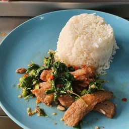 ข้าวกระเพราหมูทอด
