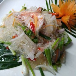 ยำวุ้นเส้นกุ้งสด spicy glass noodle salad with shrimp