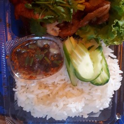 ข้าวหมูทอด+น้ำพริกแจ่วบองปลาร้า