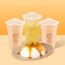 ชานมไข่มุก M 2 + ชามะลิไข่มุก M + พุดดิ้งนม