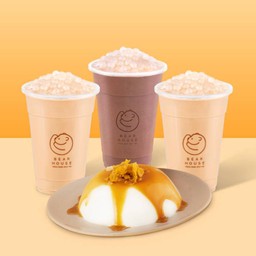 ชานมไข่มุก M 2 + ช็อกโกไข่มุก M + พุดดิ้งนม