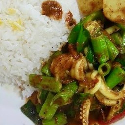 ข้าวเครื่องแกงปลาหมึก