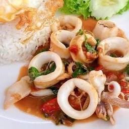 ข้าวกะเพราปลาหมึก