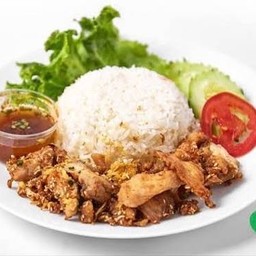 ข้าวไก่ทอดจิ้มแจ่ว