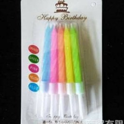เทียนวันเกิด สีสดใสคละสี 10 ชิ้น