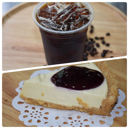 บลูเบอรี่ชีสเค้ก+กาแฟ Blueberry Cheesecake+coffee