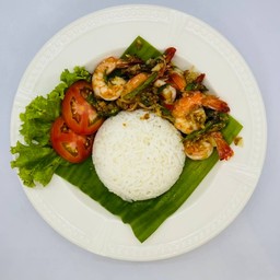 ข้าวกุ้งผัดพริกขี้หนูสวน