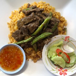 ข้าวหมกราดผัดตับวัว