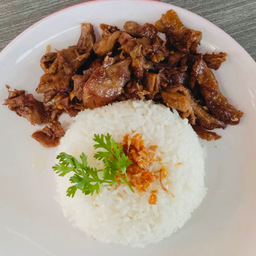 เป็ดทอดกระเทียม ราดข้าว