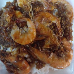 กุ้งกระเทียม ราดข้าว