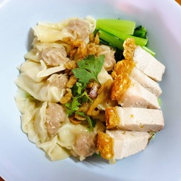 เกี๊ยวหมูหมูกรอบ(แห้งหรือน้ำ)