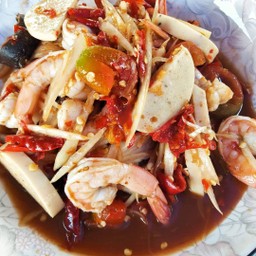 ตำกุ้งสดหมูยอ