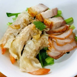 เกี๊ยวกุ้งหมูแดงหมูกรอบ(แห้งหรือน้ำ)