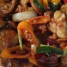 พริกเผาไก่กับข้่าว