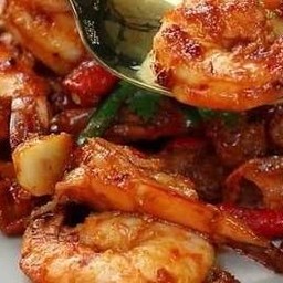 พริกเผากุ้งหมึกกับข้าว