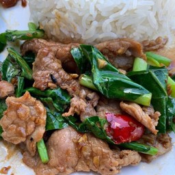 คะน้าเนื้อราดข้าว