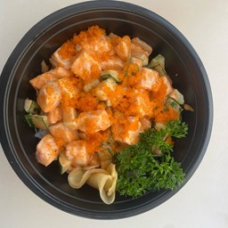 ข้าวหน้าแซลมอนสไปซี่ (Rice with salmon spicy)