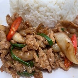 เนื้อดาวกระจายน้ำมันหอยราดข้าว