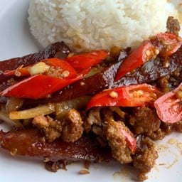พริกสดเนื้อสับ + เนื้อเชียงราดข้าว