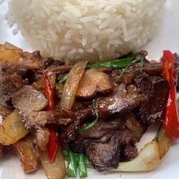 เนื้อเปื่อยน้ำมันหอยราดข้าว