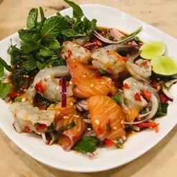 ยำแซลมอน+กุ้งสด