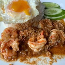 กุ้งกระเทียมราดข้าว