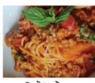 สปาเก็ตตี้หมูสับและซอสมะเขือเทศ