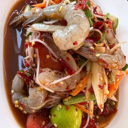 ตำเกาเหลา กุ้งสด