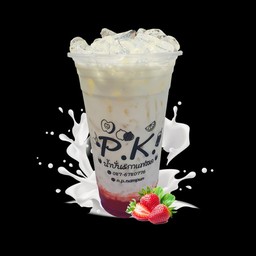 นมสดสตรอเบอรี่เย็น