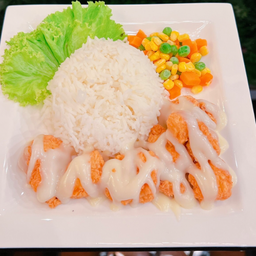 ข้าวไก่กรอบซอสมายองเนส