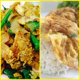 เส้นใหญผัดซีอิ๊วหมู - ข้าวไข่เจียว