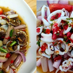 ยำหอยแครง+ปลาหมึก