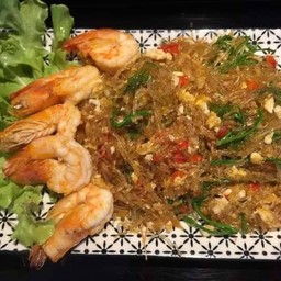 วุ้นเส้นผัดชะอมกุ้งสด