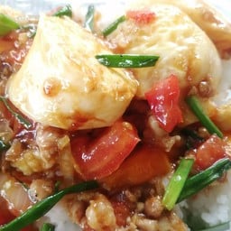 ผัดเต้าหู้ไข่ราดข้าว